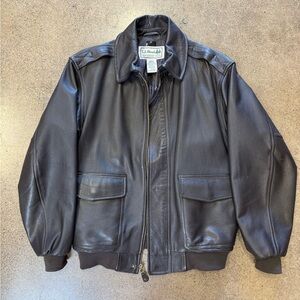 L.L. Bean Black Bomber Jacket with Ribbed Cuffs